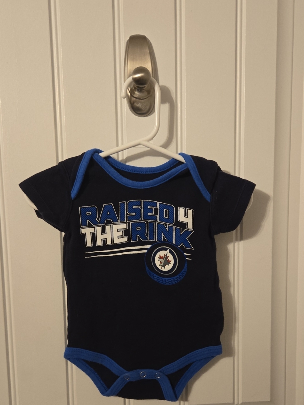 NHL Black Baby Onesie with White Logo